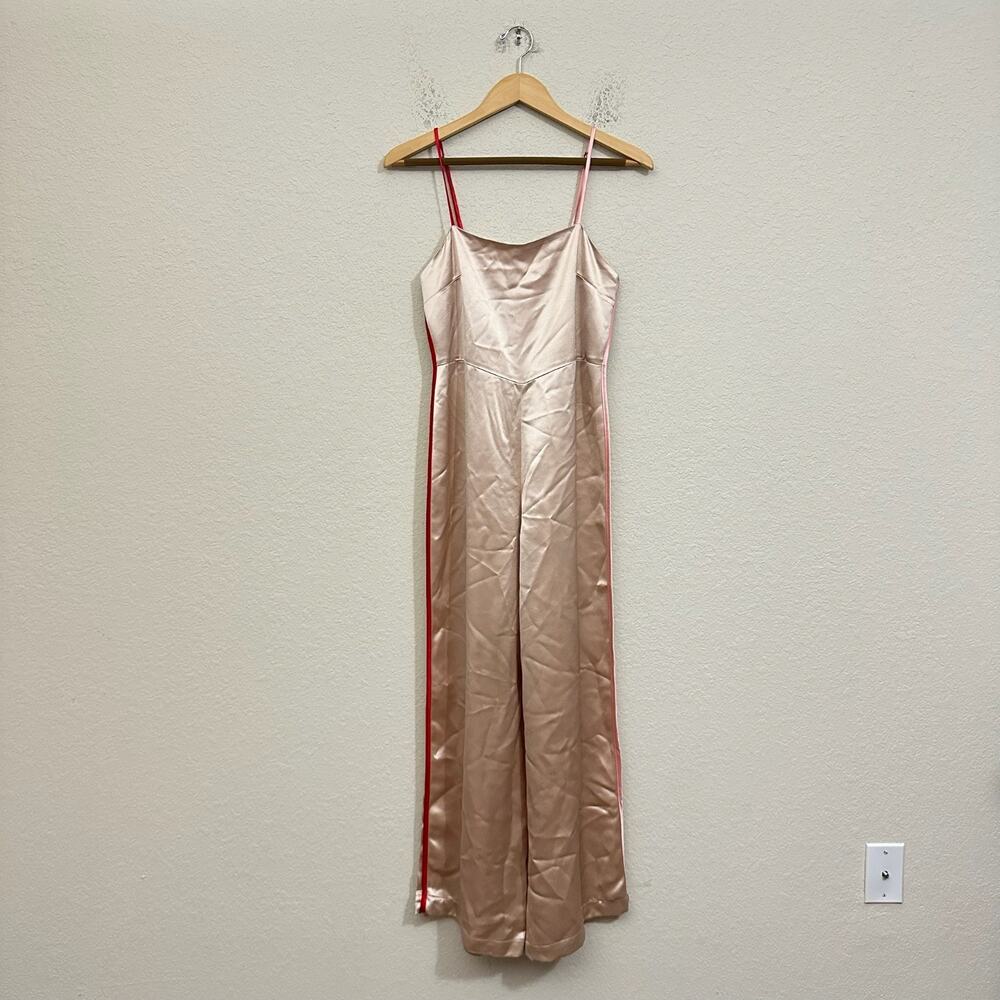 AMALL Jumpsuit Champagne Satin Wide Leg Sleeveless Relaxed Party